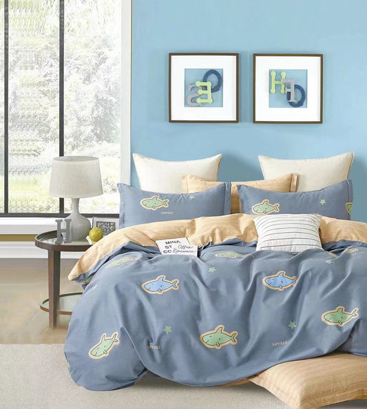 Ocean Life Full Cotton 4 Pieces Bedding Sheets and Pillow Cases Sets